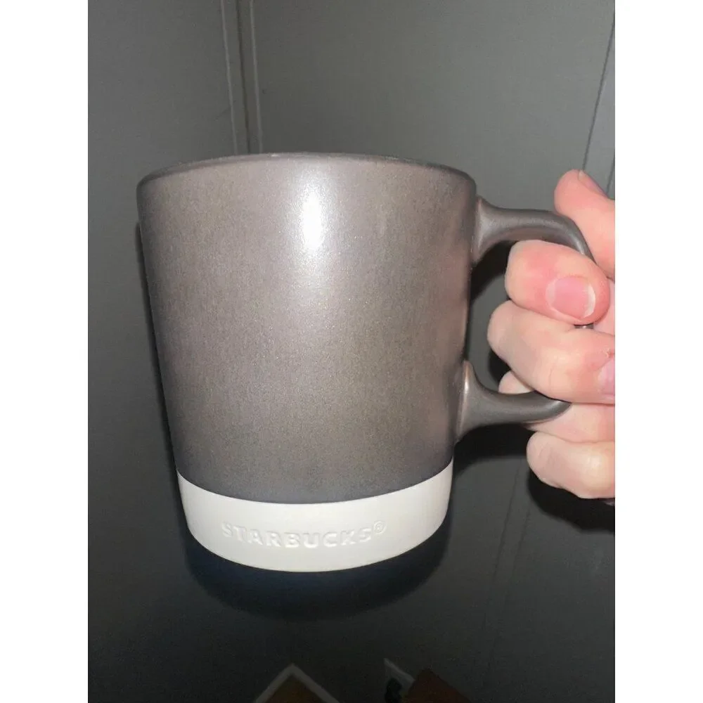 STARBUCKS 2018 Brown Dipped‎ Iridescent Square Handle Coffee Mug White Bottom